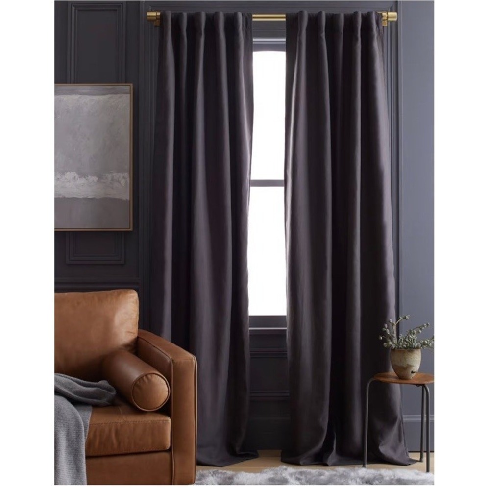 New 1 Panel Quince European Linen Room Darkening Curtain,  96" Storm